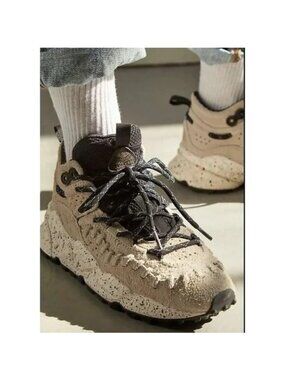 NEW Free People Flower Mountain Bloom Speckled Sneakers US 6.5 EU 37 Gray Suede